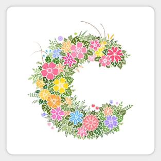 "C" Floral Letter Monogram Magnet